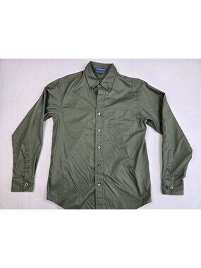 Port Authority XS Olive Green Long-Sleeve Button-Up Shirt Mens Casual Wear